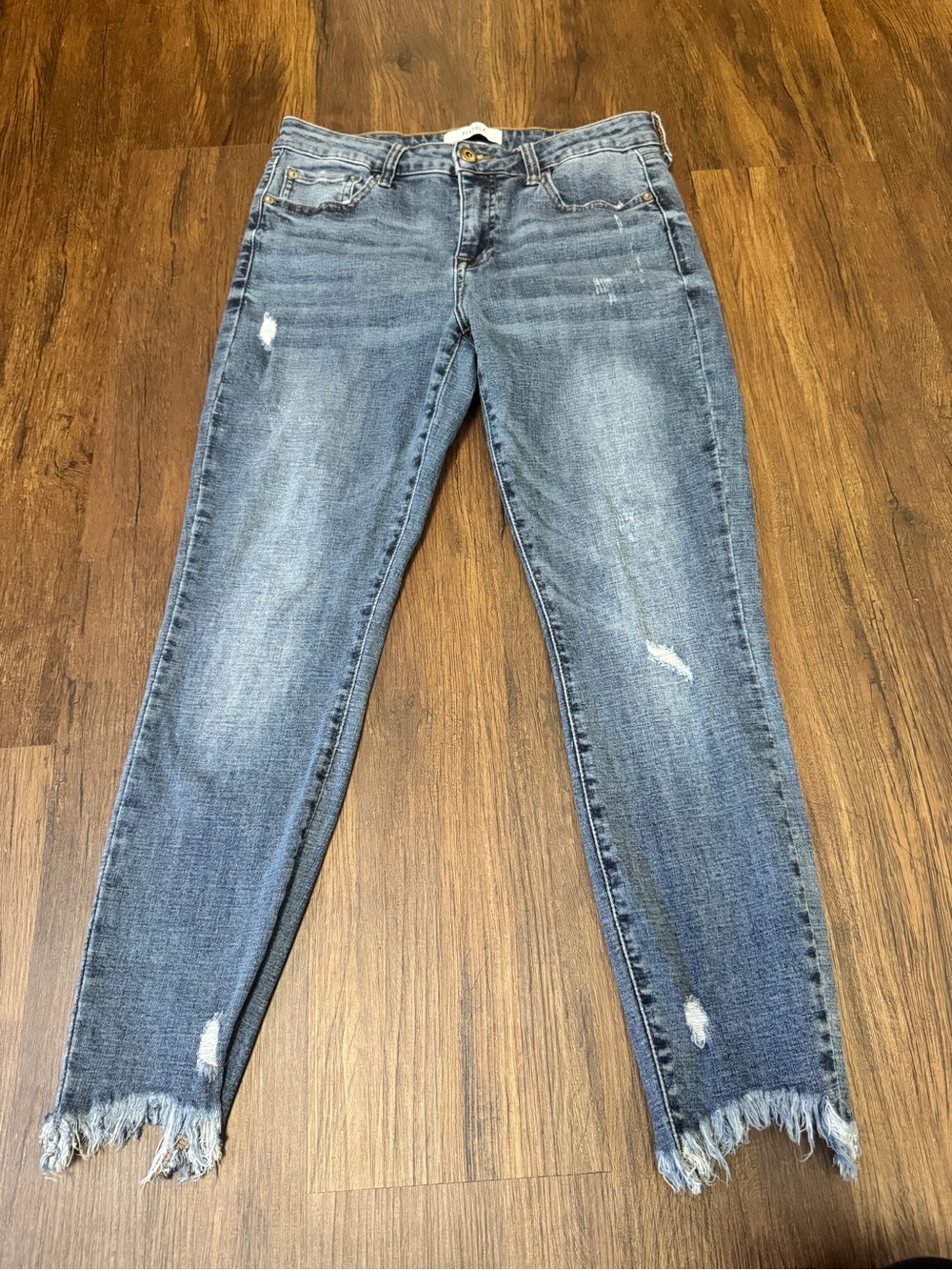 Pistola Charlie High Rise Skinny Jeans Size 28 Medium Wash Distressed Frayed Hem